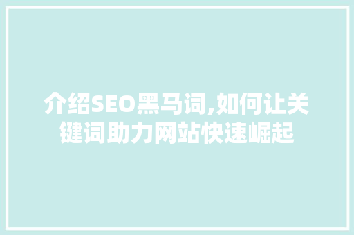 介绍SEO黑马词,如何让关键词助力网站快速崛起