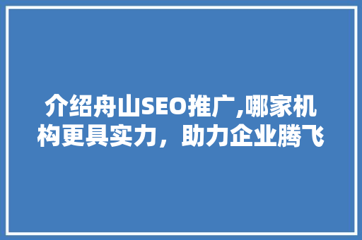 介绍舟山SEO推广,哪家机构更具实力，助力企业腾飞