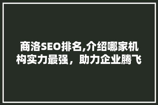 商洛SEO排名,介绍哪家机构实力最强，助力企业腾飞