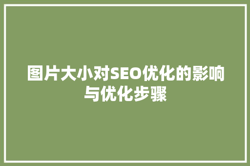 图片大小对SEO优化的影响与优化步骤