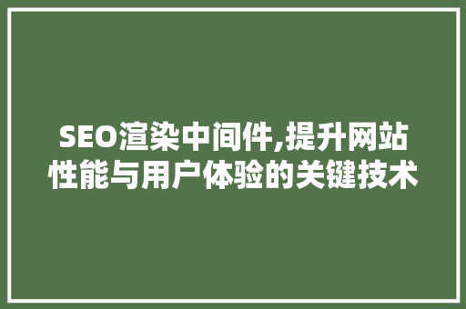 SEO渲染中间件,提升网站性能与用户体验的关键技术