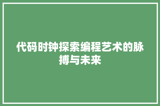 代码时钟探索编程艺术的脉搏与未来
