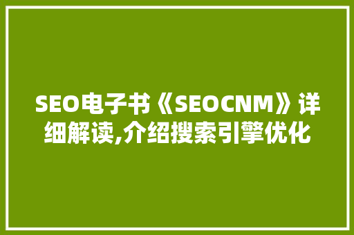 SEO电子书《SEOCNM》详细解读,介绍搜索引擎优化之路