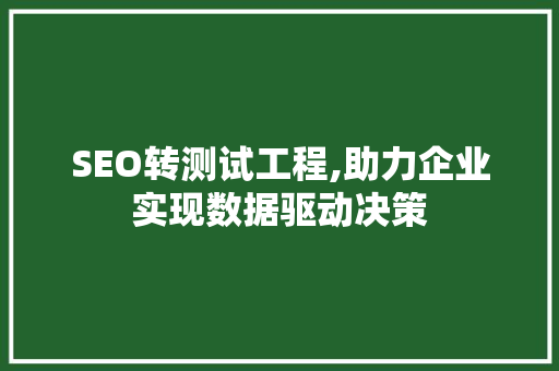 SEO转测试工程,助力企业实现数据驱动决策