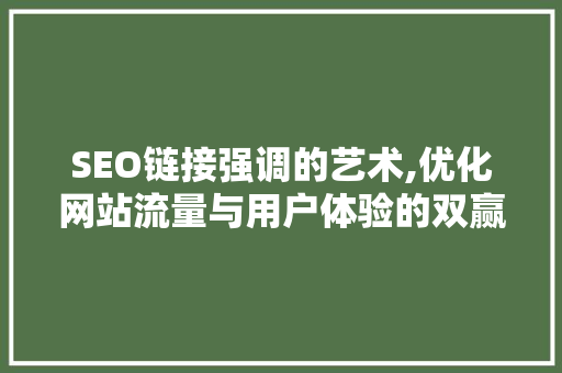 SEO链接强调的艺术,优化网站流量与用户体验的双赢之路
