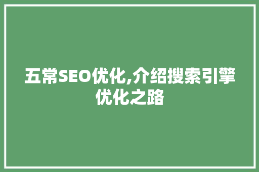 五常SEO优化,介绍搜索引擎优化之路