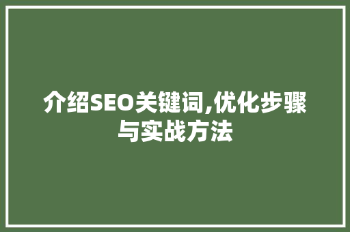 介绍SEO关键词,优化步骤与实战方法