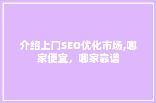 介绍上门SEO优化市场,哪家便宜，哪家靠谱
