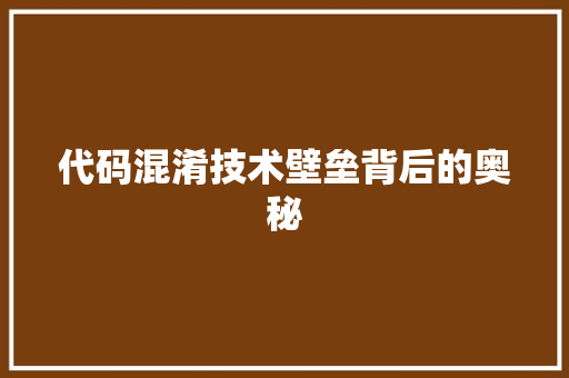 代码混淆技术壁垒背后的奥秘