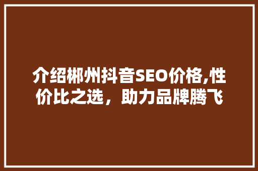 介绍郴州抖音SEO价格,性价比之选，助力品牌腾飞