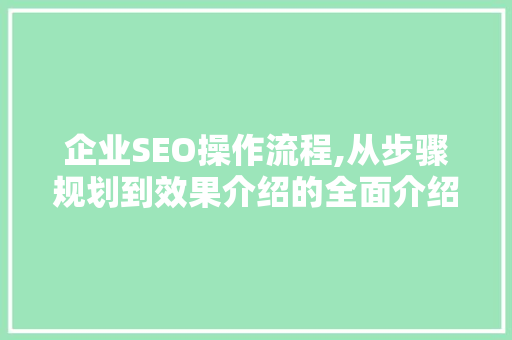 企业SEO操作流程,从步骤规划到效果介绍的全面介绍