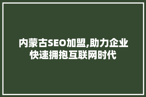 内蒙古SEO加盟,助力企业快速拥抱互联网时代