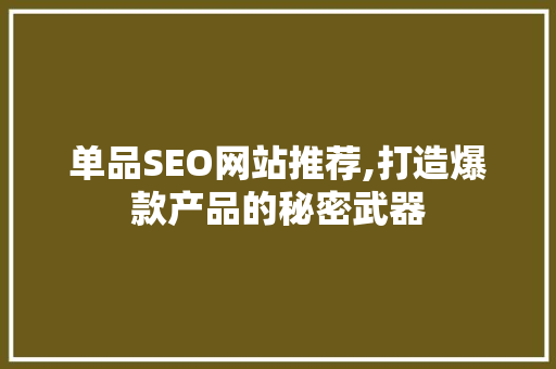 单品SEO网站推荐,打造爆款产品的秘密武器
