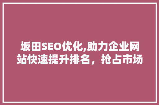 坂田SEO优化,助力企业网站快速提升排名，抢占市场先机