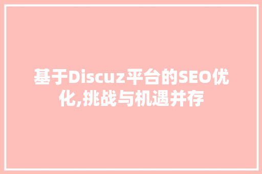 基于Discuz平台的SEO优化,挑战与机遇并存