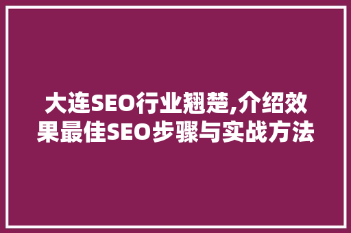 大连SEO行业翘楚,介绍效果最佳SEO步骤与实战方法