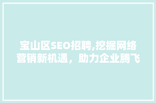 宝山区SEO招聘,挖掘网络营销新机遇，助力企业腾飞