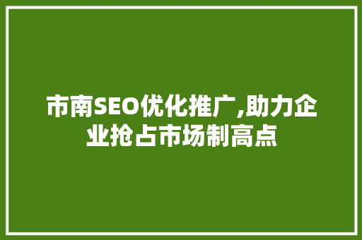 市南SEO优化推广,助力企业抢占市场制高点