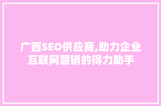 广西SEO供应商,助力企业互联网营销的得力助手