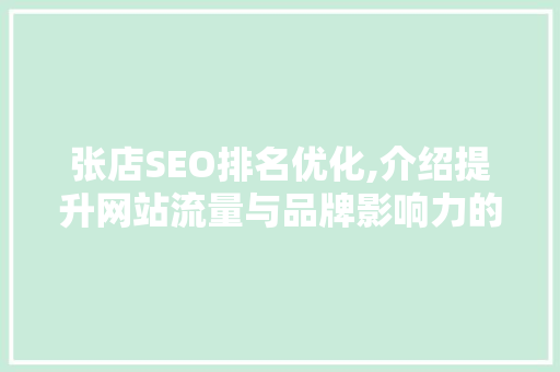 张店SEO排名优化,介绍提升网站流量与品牌影响力的方法