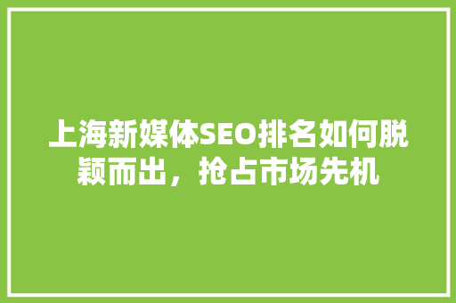 上海新媒体SEO排名如何脱颖而出，抢占市场先机