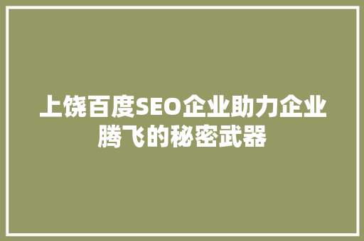 上饶百度SEO企业助力企业腾飞的秘密武器