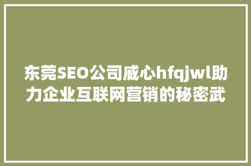 东莞SEO公司威心hfqjwl助力企业互联网营销的秘密武器