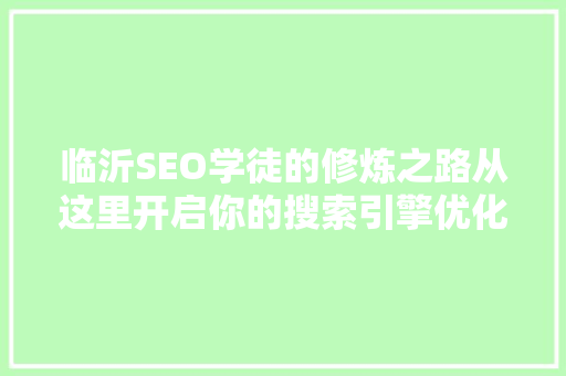 临沂SEO学徒的修炼之路从这里开启你的搜索引擎优化之旅