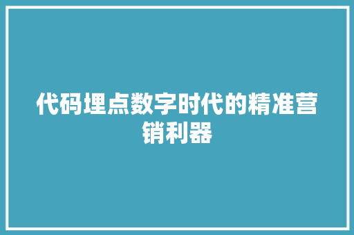 代码埋点数字时代的精准营销利器