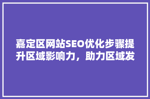 嘉定区网站SEO优化步骤提升区域影响力，助力区域发展