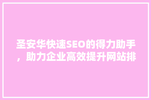 圣安华快速SEO的得力助手，助力企业高效提升网站排名