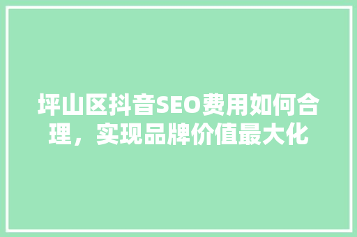 坪山区抖音SEO费用如何合理，实现品牌价值最大化