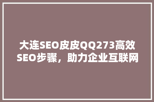 大连SEO皮皮QQ273高效SEO步骤，助力企业互联网营销