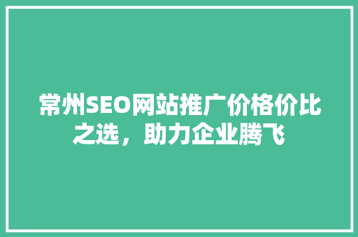 常州SEO网站推广价格价比之选，助力企业腾飞