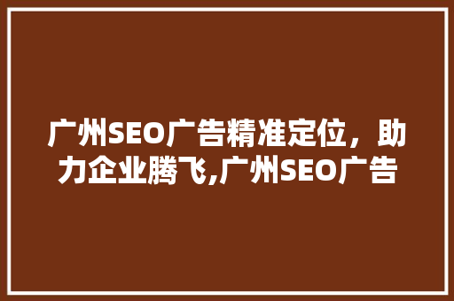 广州SEO广告精准定位，助力企业腾飞,广州SEO广告价格与价值