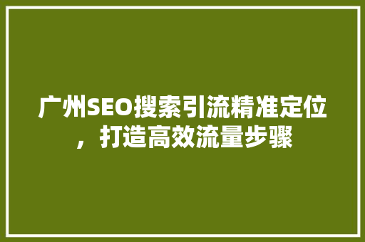 广州SEO搜索引流精准定位，打造高效流量步骤