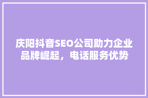 庆阳抖音SEO公司助力企业品牌崛起，电话服务优势