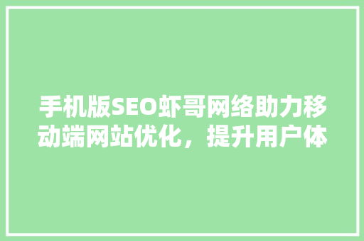 手机版SEO虾哥网络助力移动端网站优化，提升用户体验