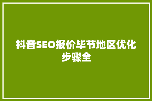 抖音SEO报价毕节地区优化步骤全