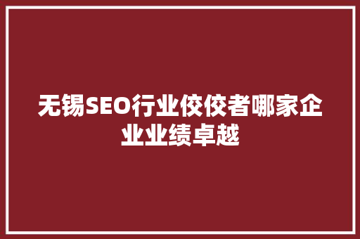 无锡SEO行业佼佼者哪家企业业绩卓越