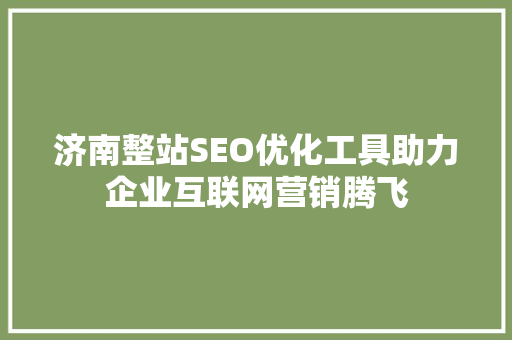 济南整站SEO优化工具助力企业互联网营销腾飞