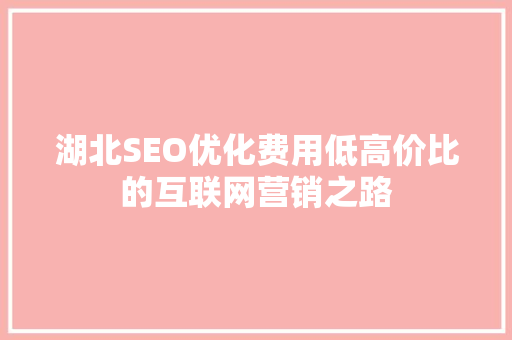 湖北SEO优化费用低高价比的互联网营销之路