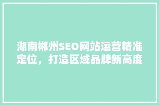 湖南郴州SEO网站运营精准定位，打造区域品牌新高度