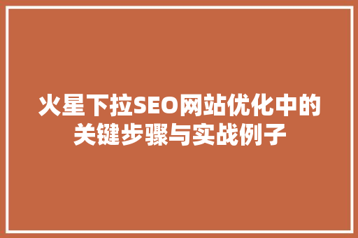 火星下拉SEO网站优化中的关键步骤与实战例子