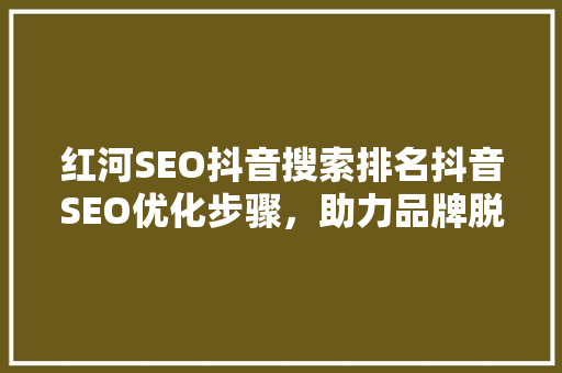 红河SEO抖音搜索排名抖音SEO优化步骤，助力品牌脱颖而出