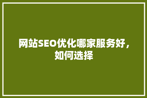 网站SEO优化哪家服务好，如何选择  第1张