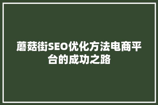 蘑菇街SEO优化方法电商平台的成功之路