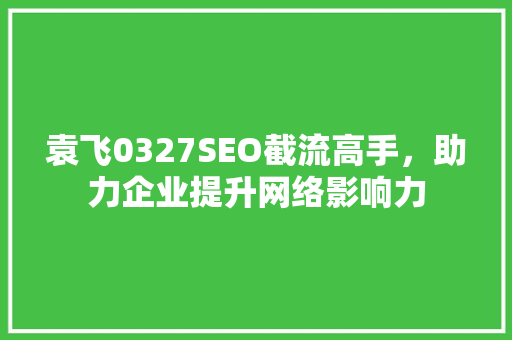 袁飞0327SEO截流高手，助力企业提升网络影响力
