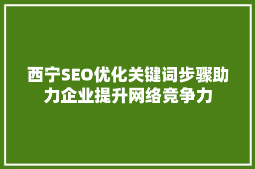 西宁SEO优化关键词步骤助力企业提升网络竞争力