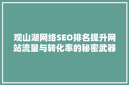 观山湖网络SEO排名提升网站流量与转化率的秘密武器